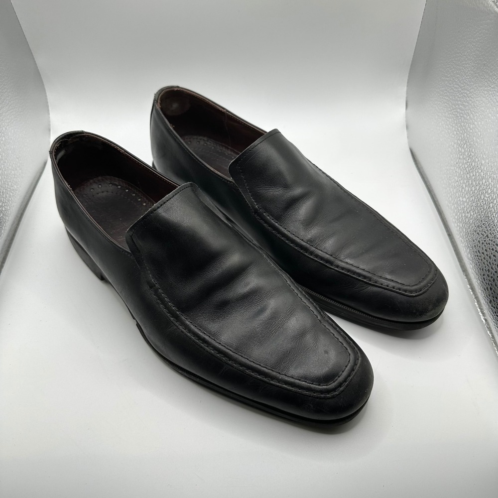 Allen Edmonds Buckman Mens Black Leather Apron Toe Loafers Shoes Made in USA 9.5